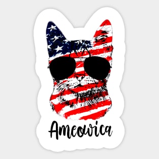 Cat Ameowica July Of 4th Sticker